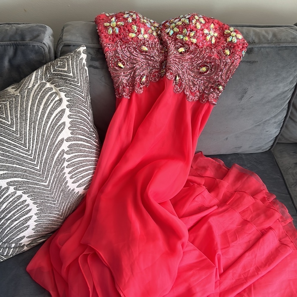 Nina Canacci Dress Home Coming Formal Strapless Sequin and Split Fuchsia Size 2 - Picture 6 of 14
